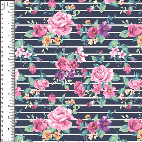 PREORDER Floral Stripe Navy