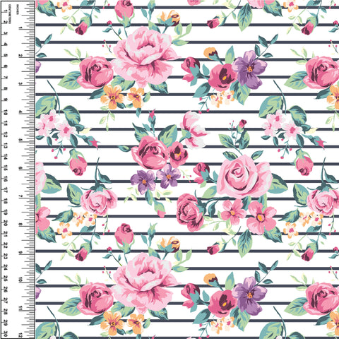 PREORDER Floral Stripe White