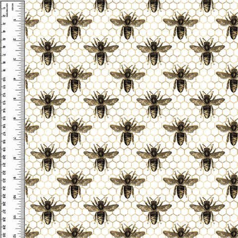 PREORDER Golden Bees on White Honeycomb