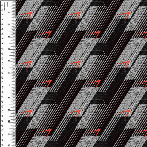 Halftone Grunge Grey Red Cotton French Terry