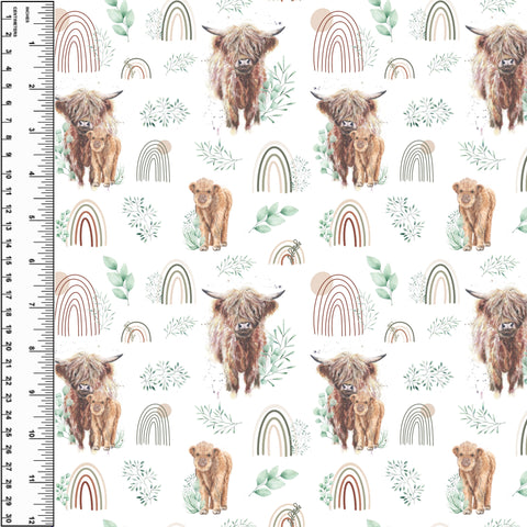 PREORDER Highland Cows Rainbow Greenery