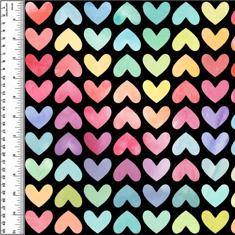 PREORDER Watercolour Rainbow Hearts Black