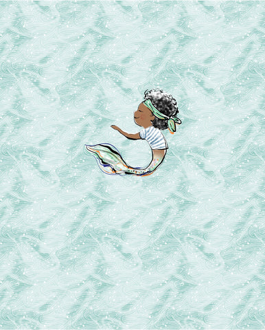 Pirate Boy Waves Cotton French Terry Panel Child