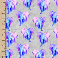 Watercolour Elephant Grey Bamboo Cotton French Terry