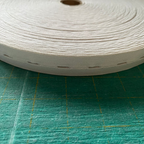 Waistband Buttonhole Elastic White 25mm