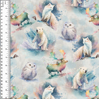 Arctic Animals Watercolour Cotton French Terry