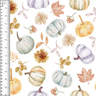 Remnant Autumn Pumpkins on White 26” Bamboo Spandex