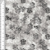 Remnant Bees Honeycomb On White 34" Cotton French Terry