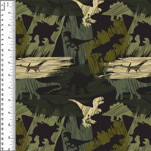 Brushed Camouflage Dinosaurs Squish 54" Wide