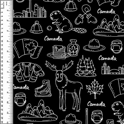 Canada Sketch Black Squish 54" Wide