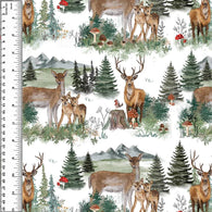 Deer Family on White Squish 54" Wide