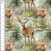 Deer In The Forest Cotton French Terry