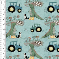 Remnant Dinosaur Farmer Blue 38" Cotton French Terry