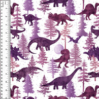 Remnant Dinosaur Forest Purple 37” Cotton French Terry