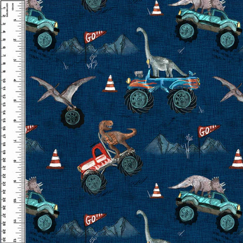 Dinosaur Monster Trucks PUL – Bare Necessities Fabrics