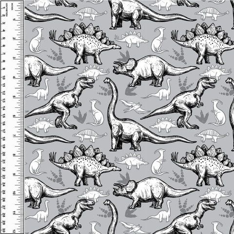 Dinosaur Sketch Monochrome Squish 54" Wide