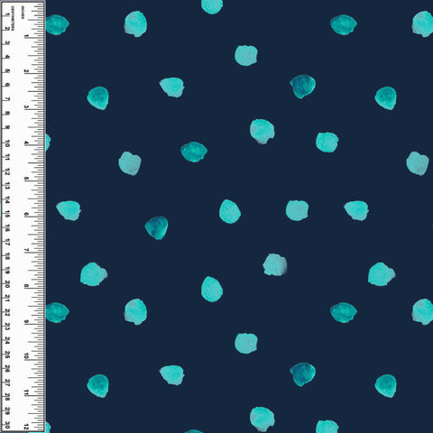 PREORDER Dots Watercolour Turquoise on Navy