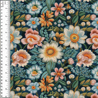 PREORDER Embroidered Floral on Teal