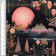 Embroidered Pink Moon Sky Woven Cotton