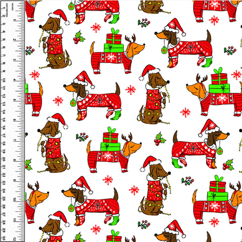 PREORDER Festive Dachshund White *Holiday*