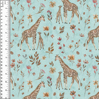 Floral Giraffe Mint Squish 54" Wide