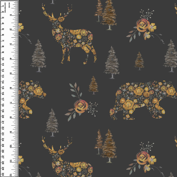 Floral Silhouettes Mustard Squish 54" Wide