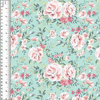 Remnant Floral on Mint 18" Cotton Spandex