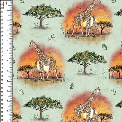 Giraffe Mama Sage Woven Cotton