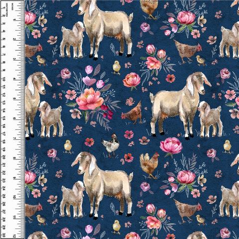 PREORDER Goat Floral Navy