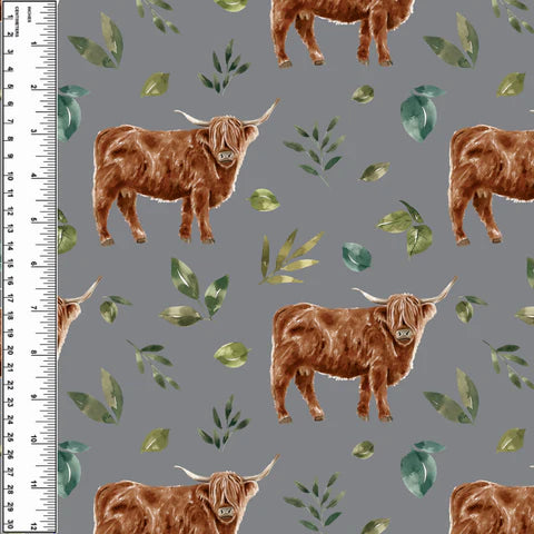 Highland Cow Leaves PUL