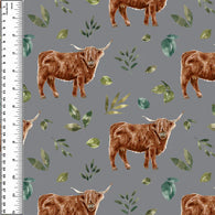 Highland Cow Leaves Squish 54" Wide