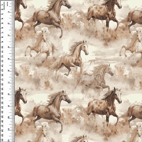 Horses Running Cotton French Terry