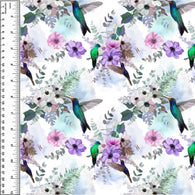 Remnant Hummingbird Floral 38" Cotton French Terry