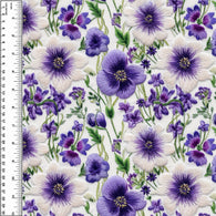 Embroidered Purple Petunia Bamboo Cotton Spandex Jersey