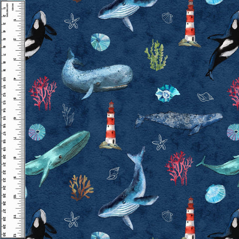 PREORDER Whales Seaside Navy