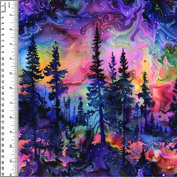Neon Alcohol Ink Forest Bamboo Cotton Spandex Jersey