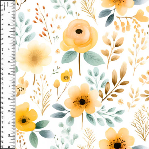 Petit Bisous Floral Golden Squish 54" Wide