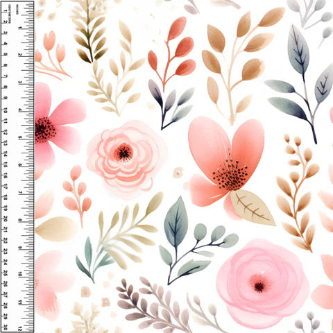 Petit Bisous Floral Pink Squish 54" Wide