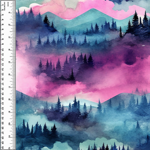 Pink & Turquoise Mountains Squish 54" Wide
