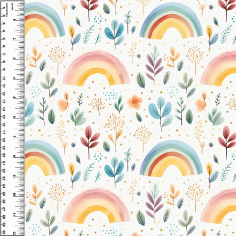 Rainbow Floral Leaves Squish 54" Wide