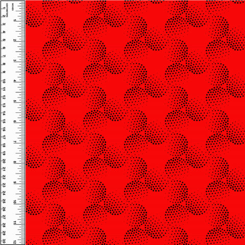 Red Black Circles Cotton French Terry