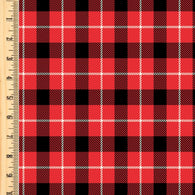 Remnant Red Black Lumberjack Plaid 18" Bamboo Cotton French Terry