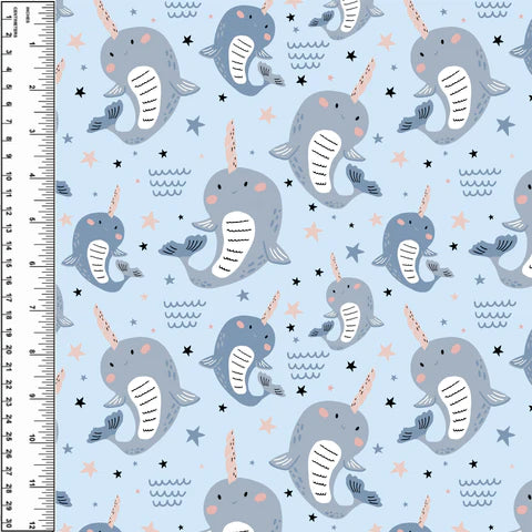 Scandi Narwhals Bamboo Cotton French Terry