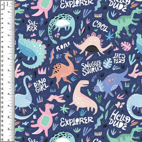 She Rex Dinosaurs Cotton French Terry