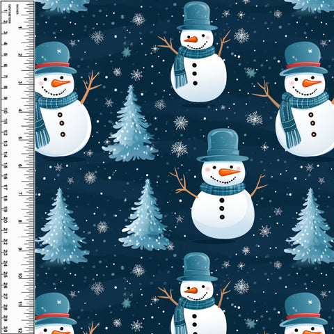 Snowman Forest Snowflakes Cotton Spandex