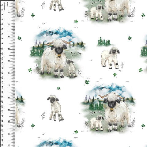 Remnant Valais Sheep on White 32" Squish