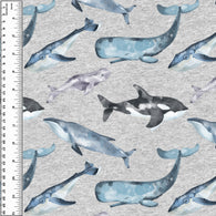 Whales Heathered Cotton French Terry