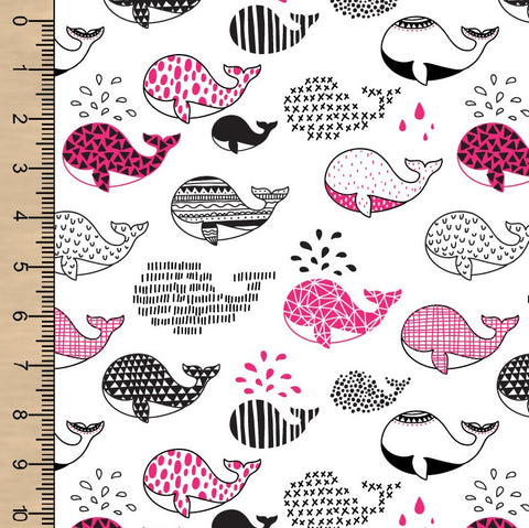 Remnant Whales Pink 14” Bamboo Cotton Spandex Jersey