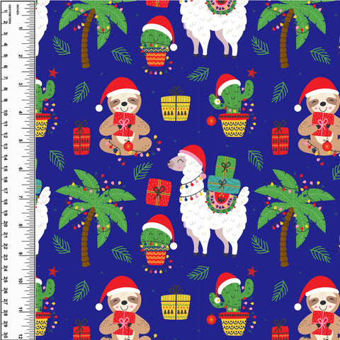 PREORDER Winter Cactus Sloth Llama Blue *Holiday*