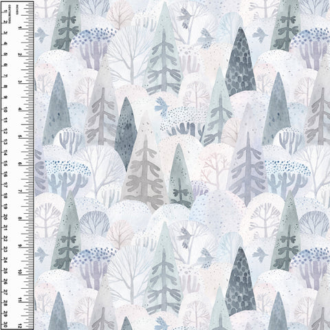 Forest Trees Pastel Cotton French Terry